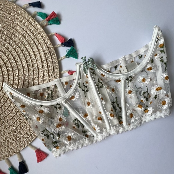 For Love And Lemons Tossed Daisy Corset Small Ivory White NEW - Picture 5 of 8